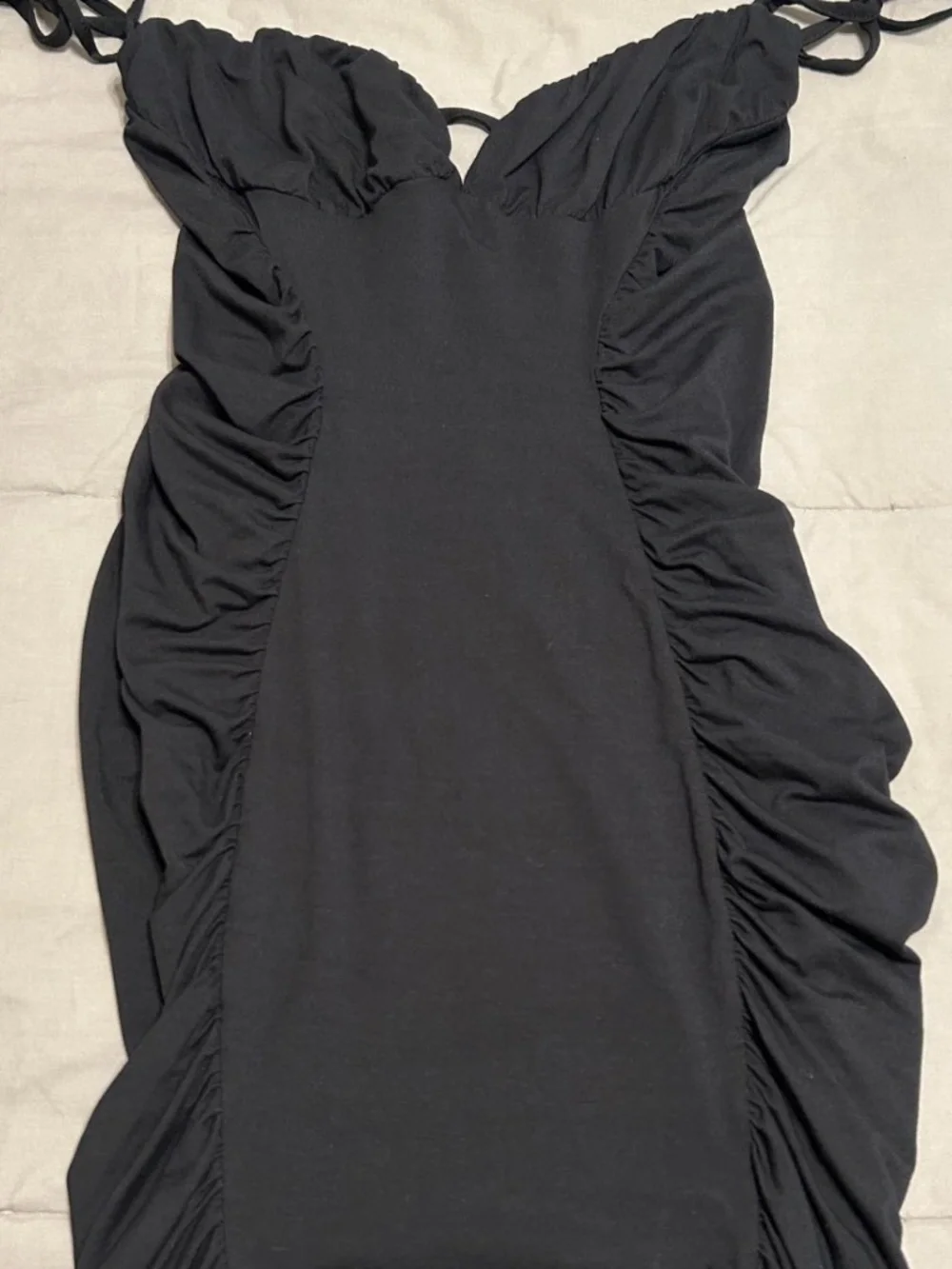 ASOS Black Ruched mini Bodycon Dress Size 6 - Picture 4 of 6